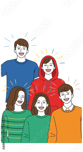 Diverse Group Of Young Adults Smiling Joyfully Together