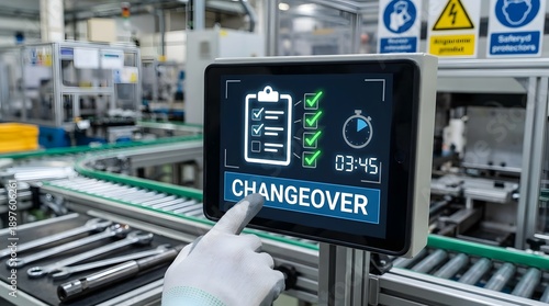 Modern factory's changeover time concept.