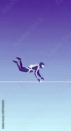 Dynamic Aerial Descent Motion Graphic In Purple Gradient Sky