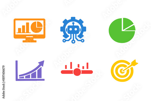 Digital wealth management icon set with six single-color vector icons. Ideal for investment apps, fintech platforms, dashboards, and modern UI design.