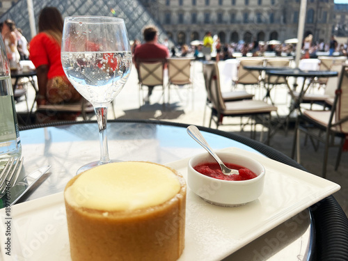 Brunch plate with a view of the Louvre Museum in the distance.