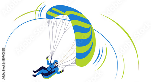 Dynamic Paraglider Soaring High in the Sky