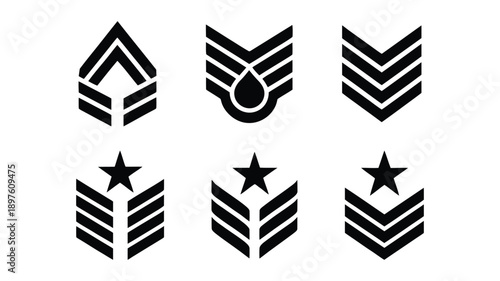 Black chevron and star insignia symbols rank