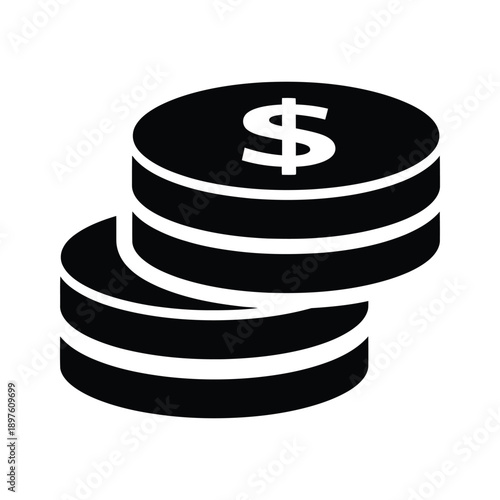 Stack of dollar coins isolated on white background