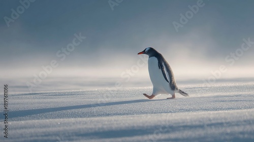 Solitary Penguin Walking Alone: Metaphor for Courage and Individuality