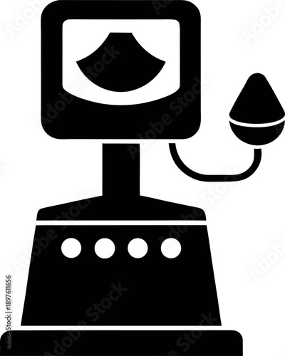 Modern Ultrasound Machine Medical Diagnostic Icon Illustration