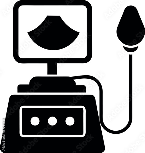 Modern Medical Ultrasound Machine Diagnostic Icon Illustration