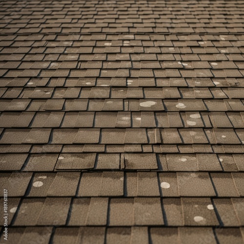 Textured Rooftop Shingles Showing Weathered Patches