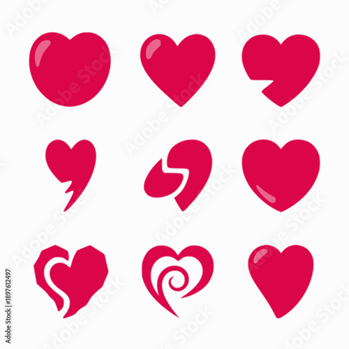 Varied Red Heart Icons Set
