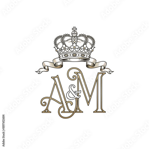 Elegant crown monogram logo featuring intertwined A and M initials.