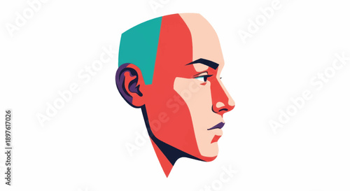 Vibrant Abstract Portrait of a Man in Bold Color Blocks and Geometric Style.