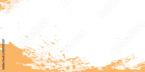 Abstract grunge background with fire and orange paint splatters featuring a watercolor ink texture design with liquid yellow drops and a green brush stroke border illustration vector backdrop