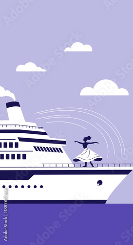 Elegant Dancer On A Majestic Cruise Ship Deck Amidst Gentle Breezes