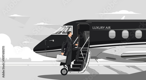 Elite Traveler Ascends To Luxury Aircraft Boarding Executive Jet