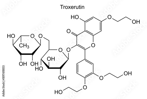 Troxerutin, chemical structure of troxerutin, drug substance