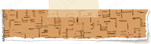 Torn Corkboard Paper Scrap with Tape: Texture Background for Notes, Reminders, and Creative Designs, Perfect for Scrapbooking and Mockups [158 characters]