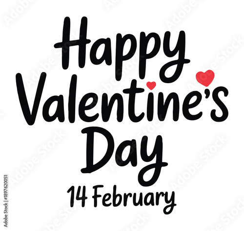 Valentines Day Greeting with Heart 14 February
