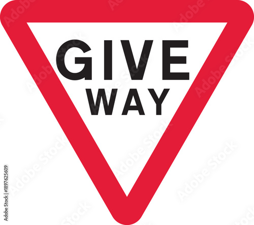 Give Way Labelled UK Traffic Sign Editable Vector