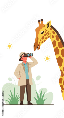Encountering Majestic Giraffe During Wildlife Safari Adventure Observation