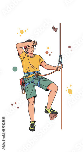 Energetic Climber Ascending Indoor Wall With Focus And Determination