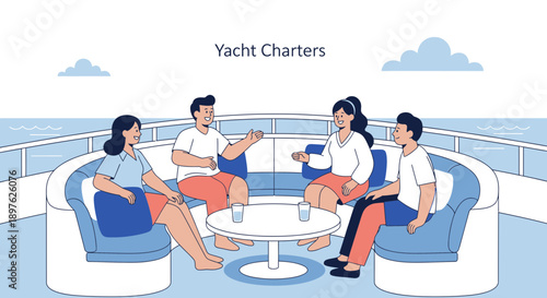 Enjoying Leisure Time On A Luxury Yacht With Friends A Serene Cruise Experience