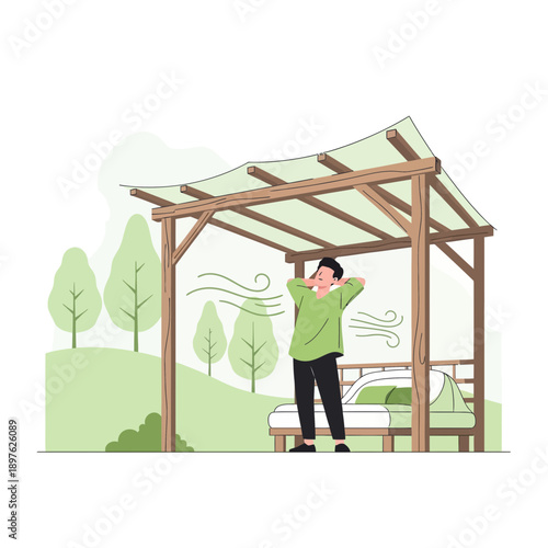 Enjoying Nature's Embrace Under an Open Air Pavilion Refreshing Breeze