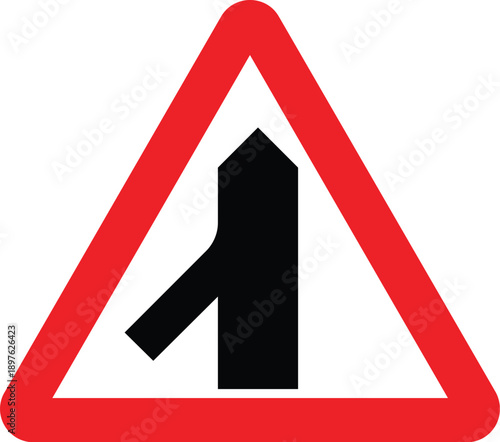 Traffic Merging Left UK Traffic Sign Editable Vector