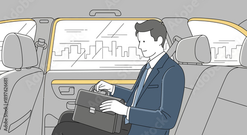 Executive Commute Through City Skyline Modern Transportation Business Travel