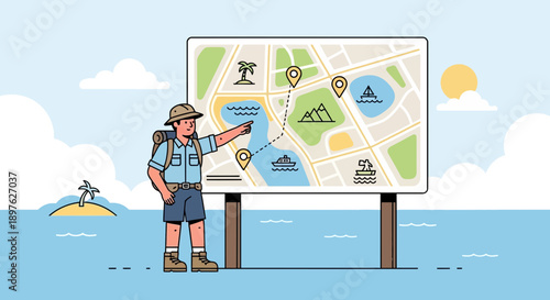 Explorer Planning A Vacation Journey Adventure Tropical Island Destination Discovery