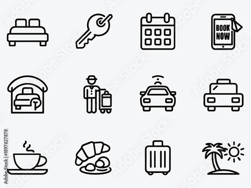 Loan icon set. Money related line icons credit, mortgage, savings, borrow, lender, credit rating, leasing, calculator, income, banking and more. Editable