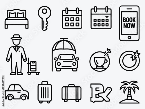 Loan icon set. Money related line icons credit, mortgage, savings, borrow, lender, credit rating, leasing, calculator, income, banking and more. Editable