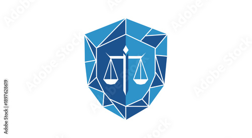 Geometric Emblem With Scales of Justice Representing Law, Legal, and Compliance