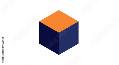 Geometric Form Depicting a Three-Dimensional Cube, Colored in Complementary Hues