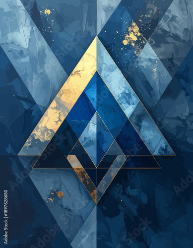 Geometric Gold Accent Illustration on Abstract Background Creates Depth and Sophistication