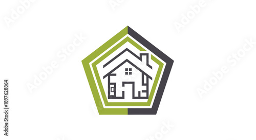 Geometric Home Design Within A Pentagonal Frame Representing Modern Real Estate