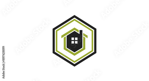 Geometric Home Symbol Design: Modern Real Estate and Property Representation