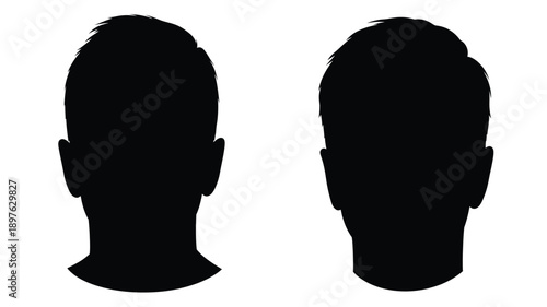 Two contrasting head profiles depicted in a dark silhouette