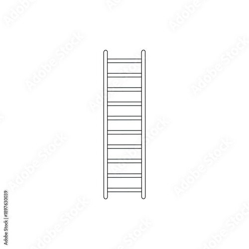 Manual ladder icon with black outline, vector lineart, suitable for safety signage, training materials, and equipment labeling.