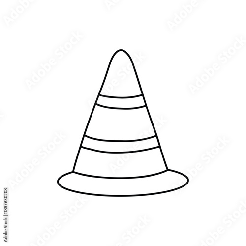 Traffic cone icon with black outline, bold, clean vector lineart suitable for signage, road safety, and branding.