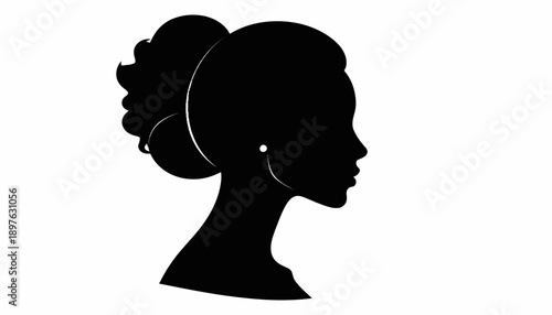 Silhouette of a woman with elegant hairstyle and earrings.