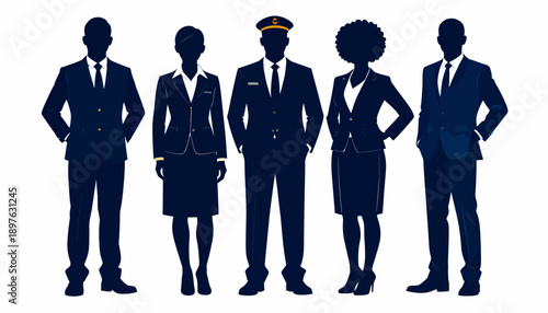Diverse group of business professionals in formal attire.