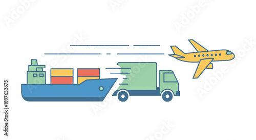 Global Logistics and Transportation Network Illustration.