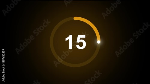 Circle countdown timer 20 second animation from 20 to 0 second animation on transparent background with alpha channel, 20 second countdown timer, Countdown video 4k video.
