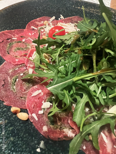 Carpaccio dish on plate 