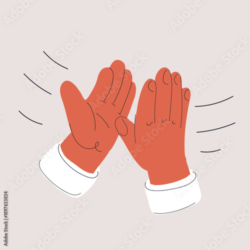 Cartoon vector illustration of hands clapping, applause and appreciation concept