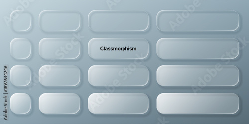 Glassmorphism effect in liquid style with abstract gradient background. UI element for transparent material design interface, user experience concept.