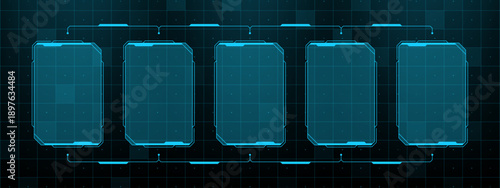 HUD elements for game interface. Futuristic blank frames for data display. Technology dashboard, digital screen, virtual reality ui.