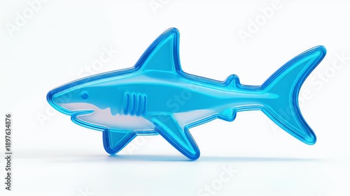Blue shark inflatable toy on a white background.