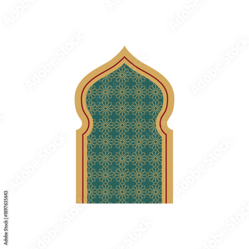 islamic arch with geometric pattern frame vector design template