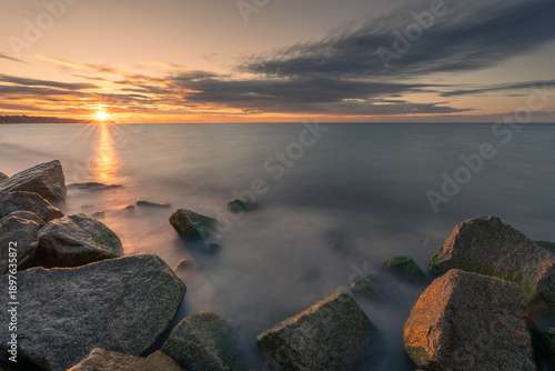 Marine landscape of the Baltic Sea in Władysławowo, Poland.